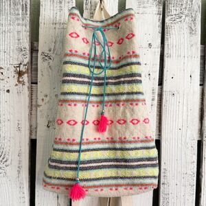 Boho Woven Embroidered Small Backpack Drawstring Bag Festival Purse Fairy Hippie